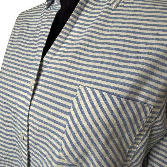 Lili’s Closet | Striped Button Down Blue & White Shirt | 100% Cotton | Sz M - Picture 2 of 8
